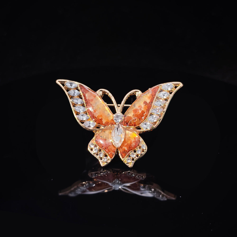 Exquisite Red Stone Inlay Flying Butterfly Brooch