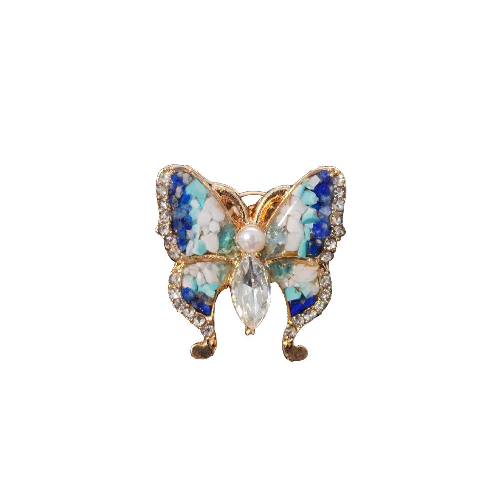 Blue & White Stone Inlay Butterfly Brooch