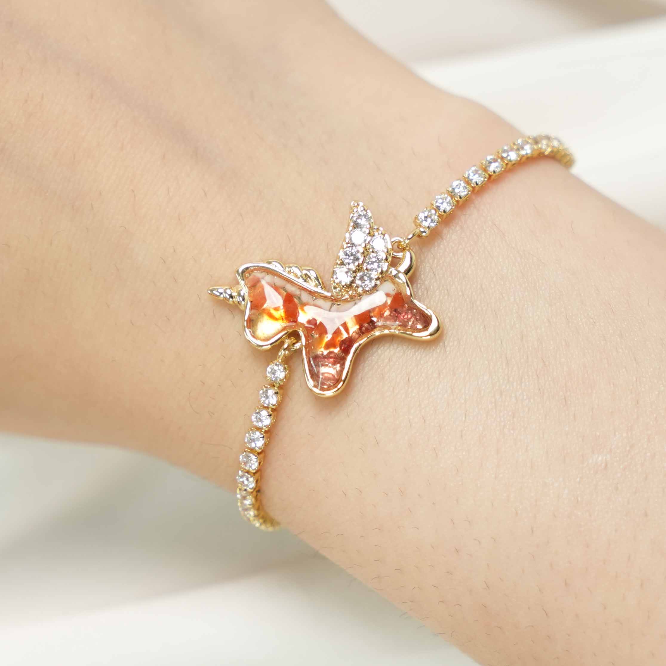 Color Stone Inlay Bracelet – Unicorn Pony, Prosperous Red Series