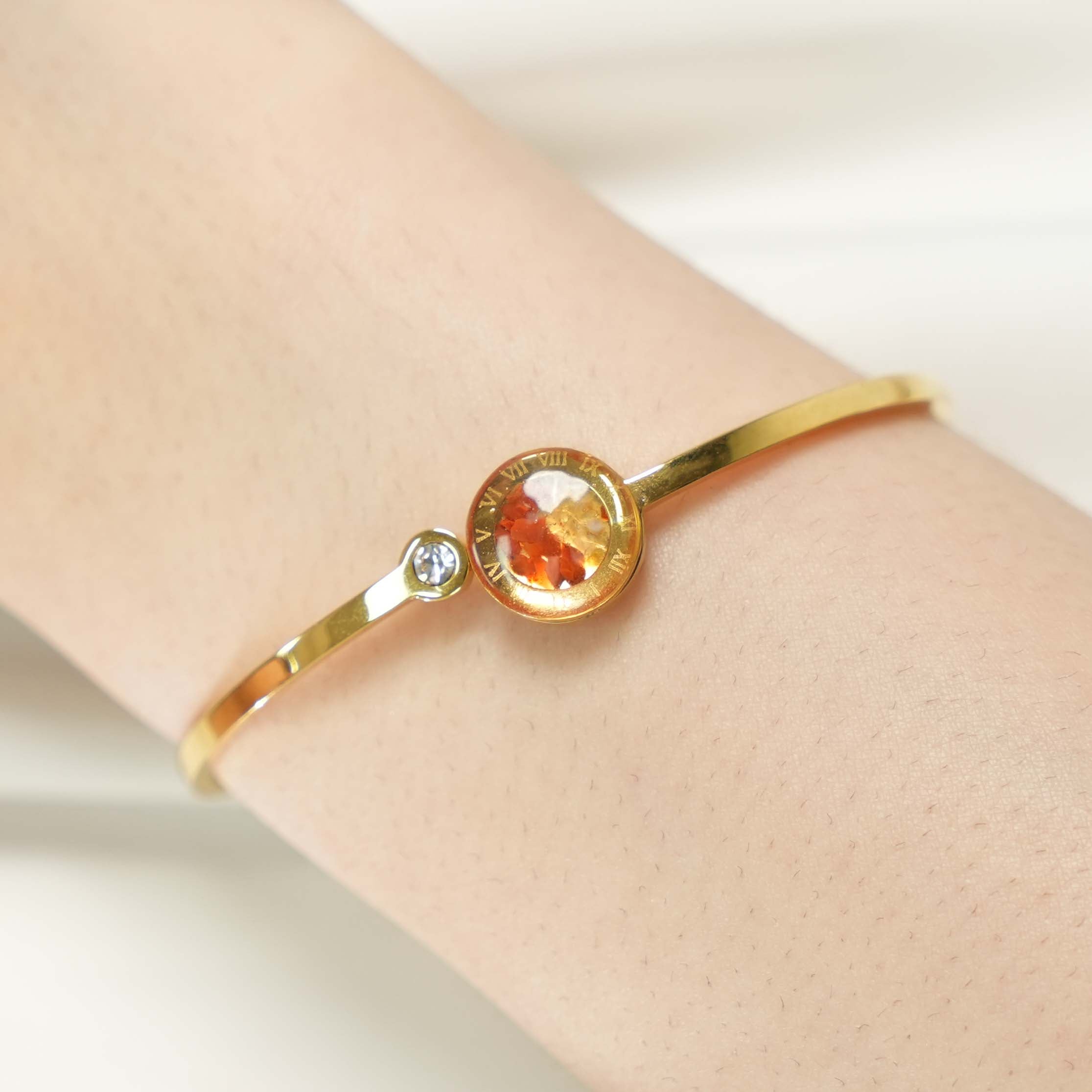 Color Stone Inlay Bracelet: Red Hot Collection - Round Bead Style
