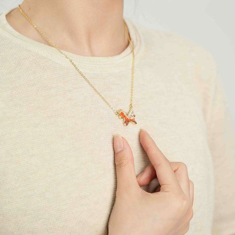 Color Stone Inlay Unicorn Necklace – Red & Prosperous Series