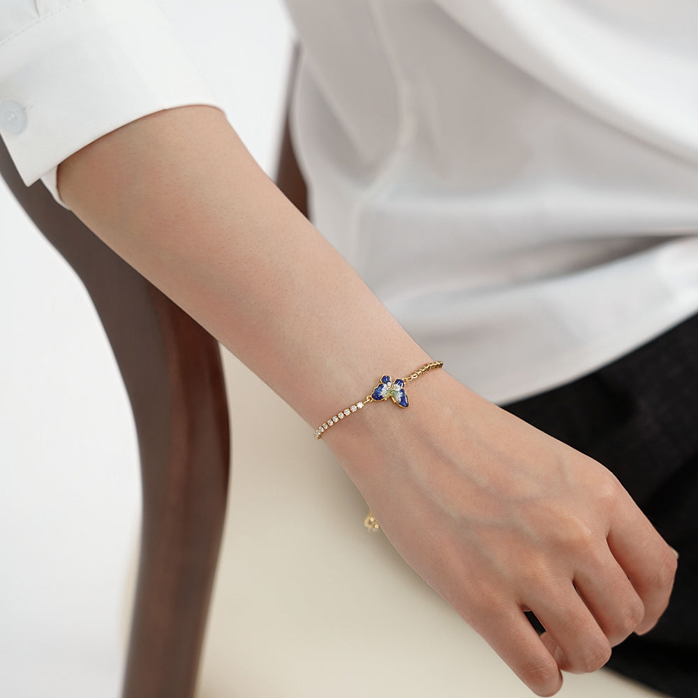 Color Stone Inlay Butterfly Bracelet – B Variant, Blue & White Series