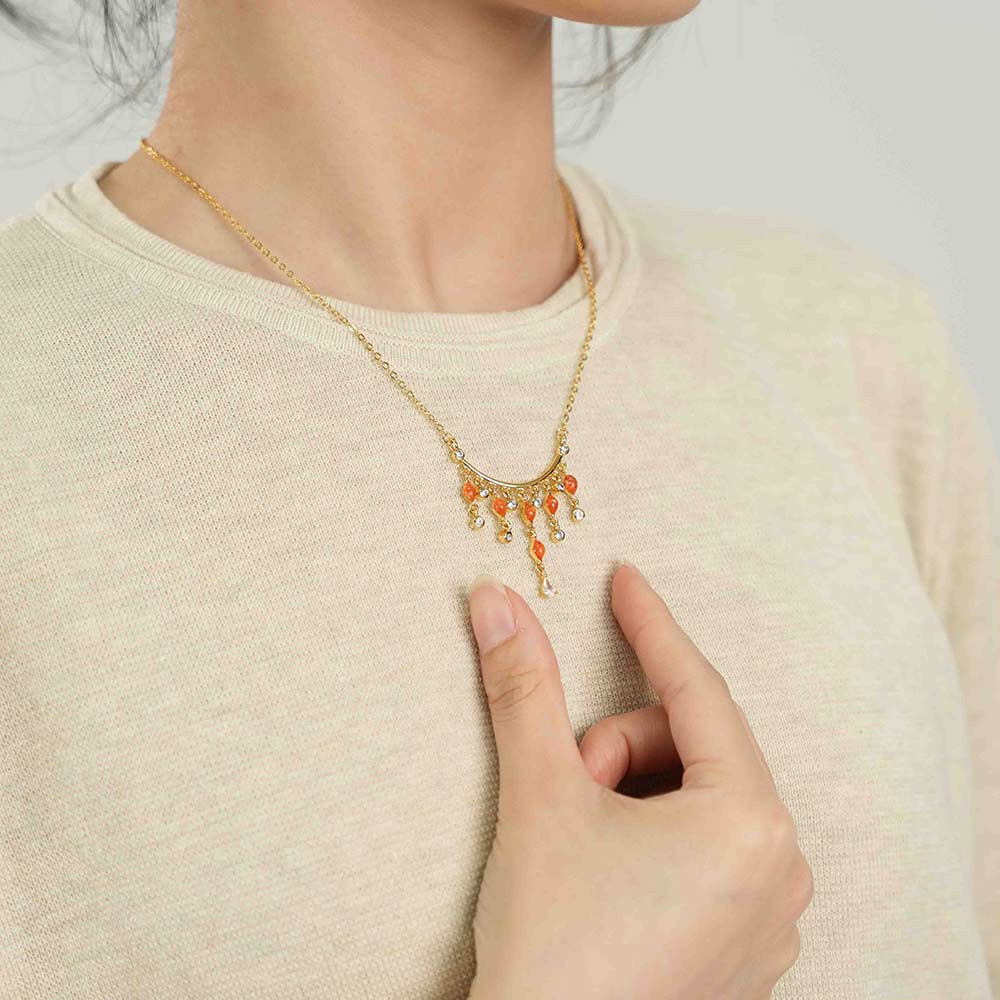 Color Stone Inlay Diamond Yingluo Necklace – Red & Prosperous Series