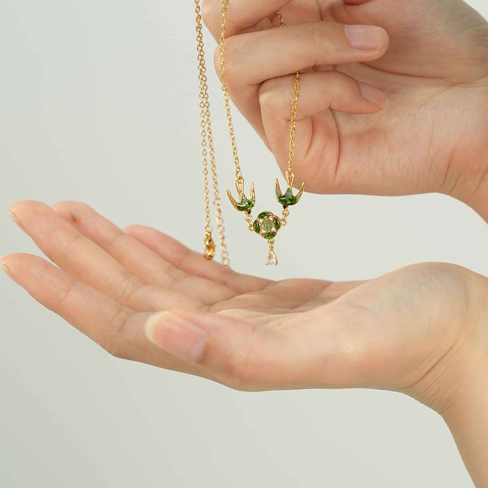 Color Stone Inlay Necklace – Swallow & Blossom Design