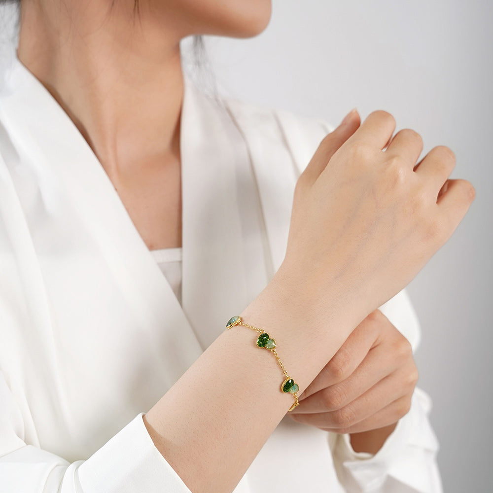 Color Stone Inlay Gourd Bracelet – Jade Green Series