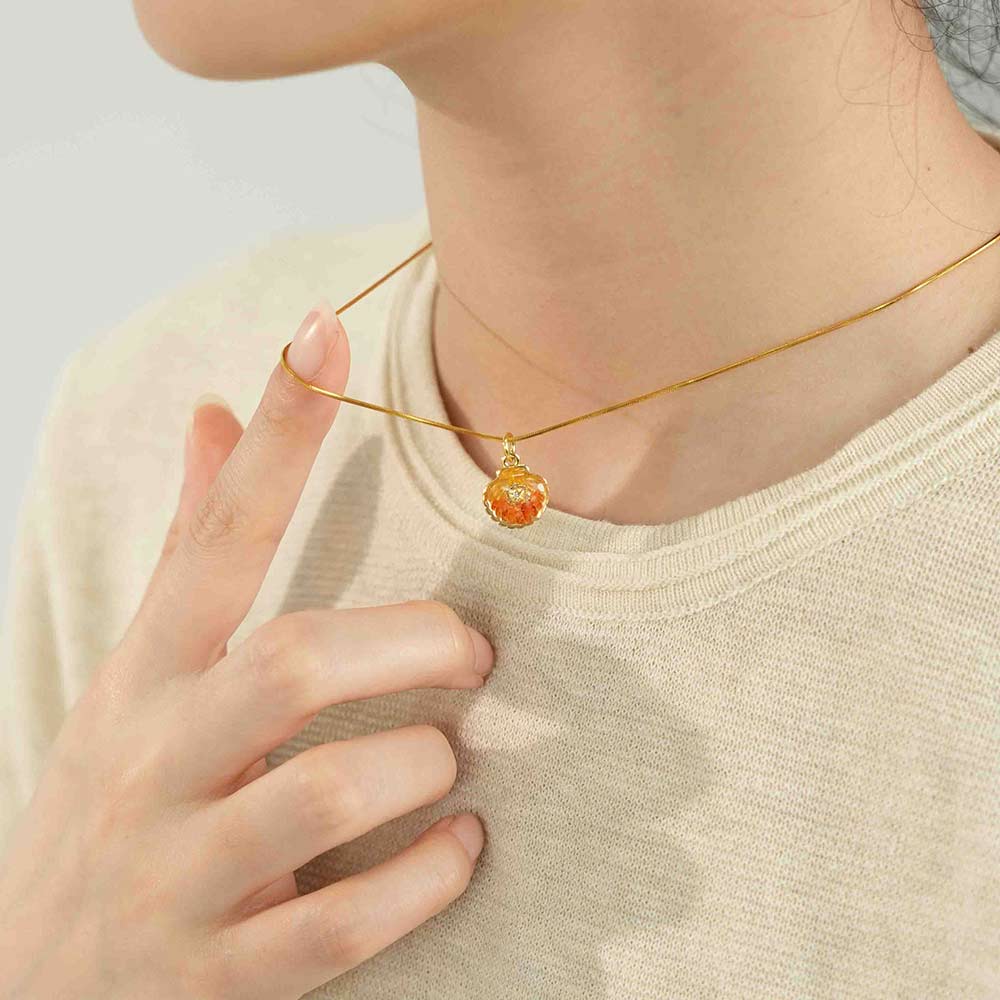 Color Stone Inlay Necklace Shell Blazing Red Collection