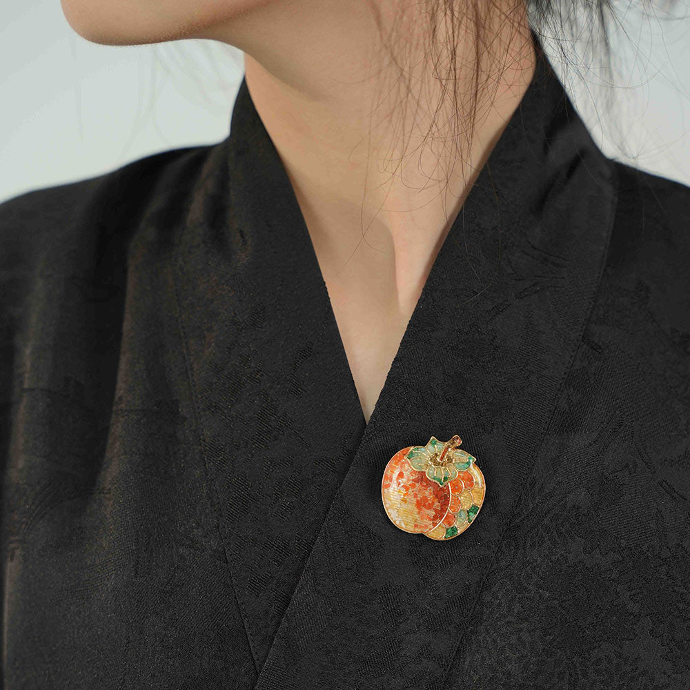 Color Stone Inlay Brooch – Prosperous Persimmon