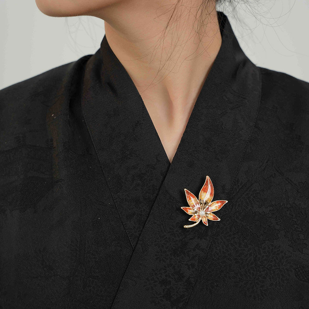 Color Stone Inlay Maple Leaf Brooch – Series