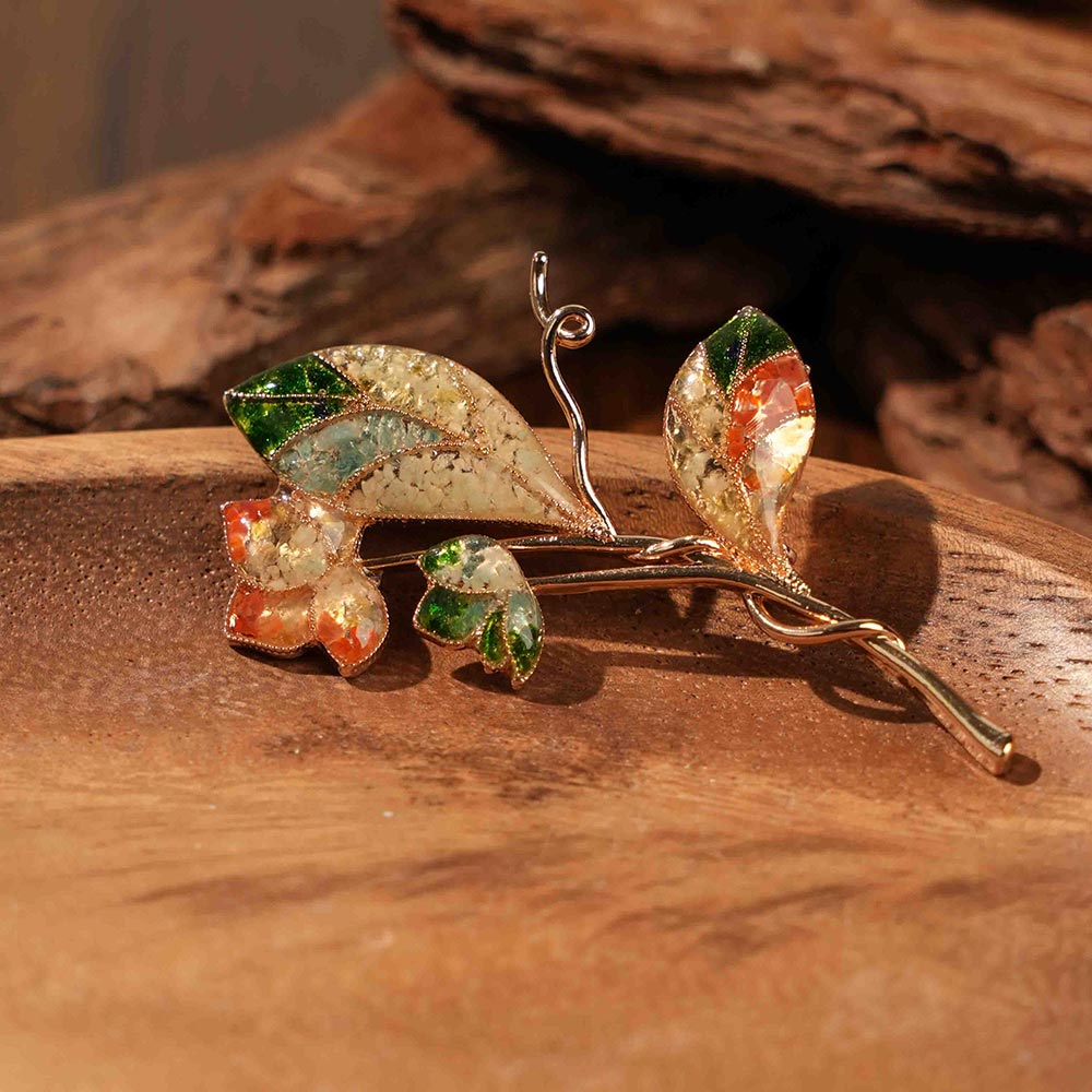 Color Stone Inlay Floral Branch Brooch – Spring Gradient Series