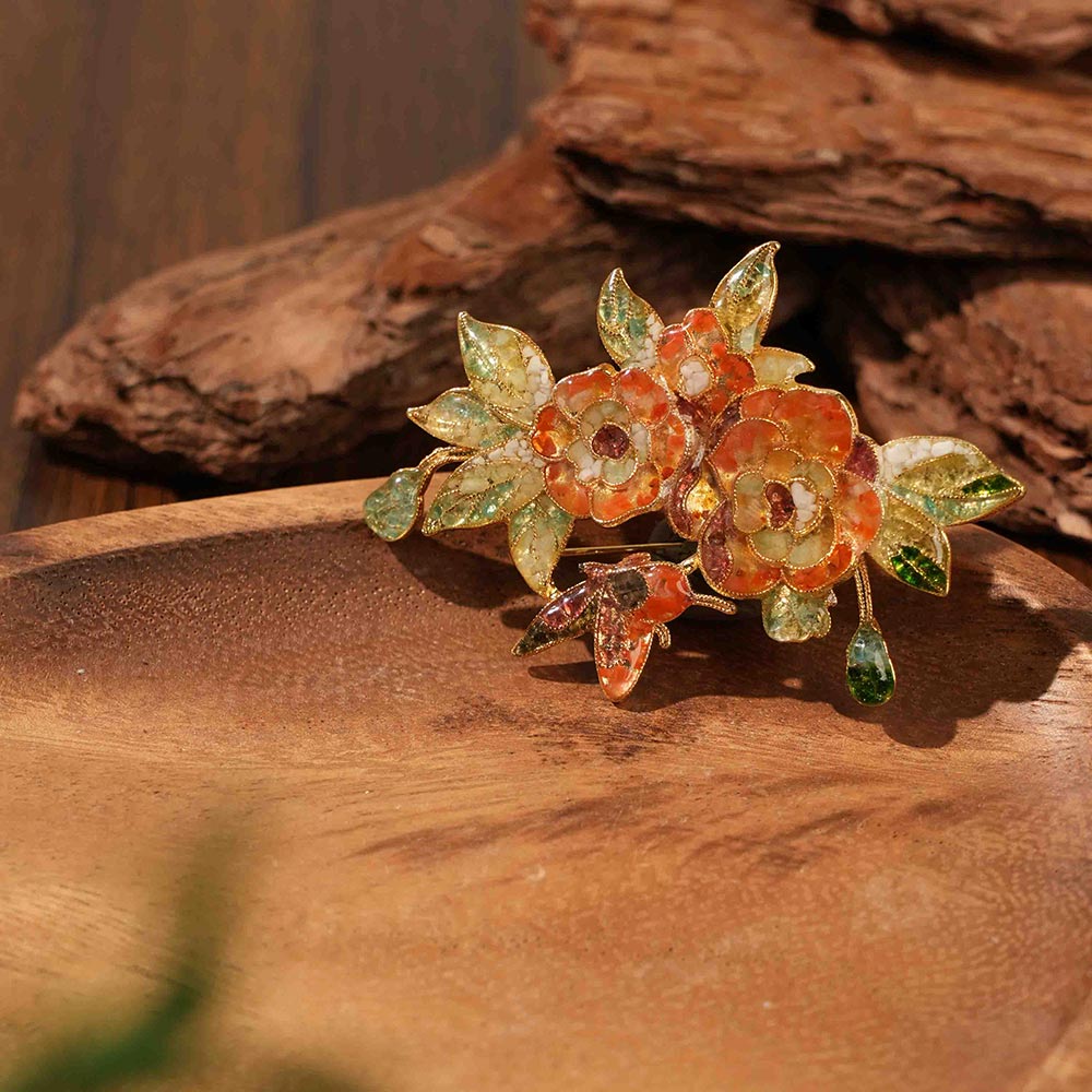 Color Stone Inlay Peony Brooch – Prosperity Bloom