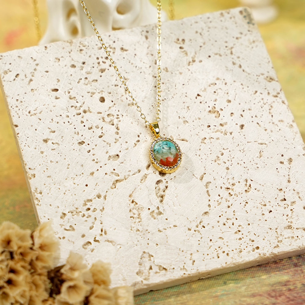 Color Stone Inlay Necklace – Dunhuang Red