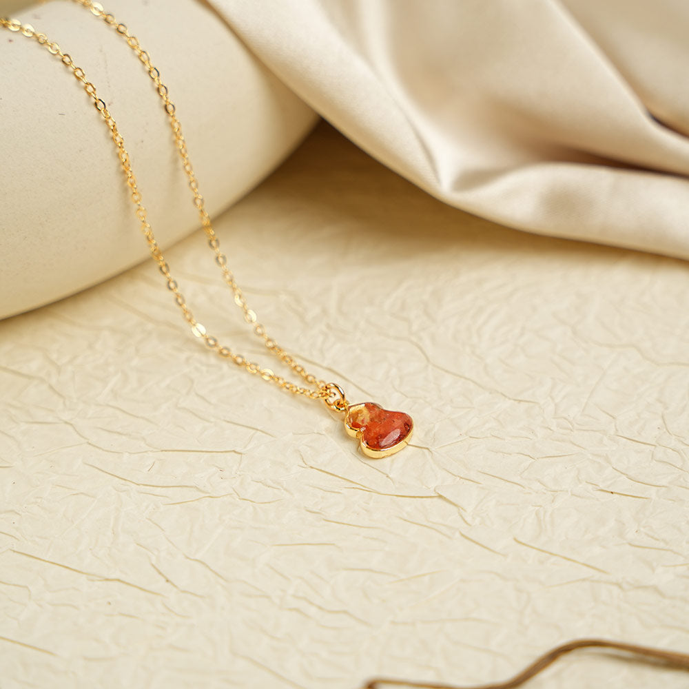 Color Stone Inlay Necklace – Gourd, Prosperous Red
