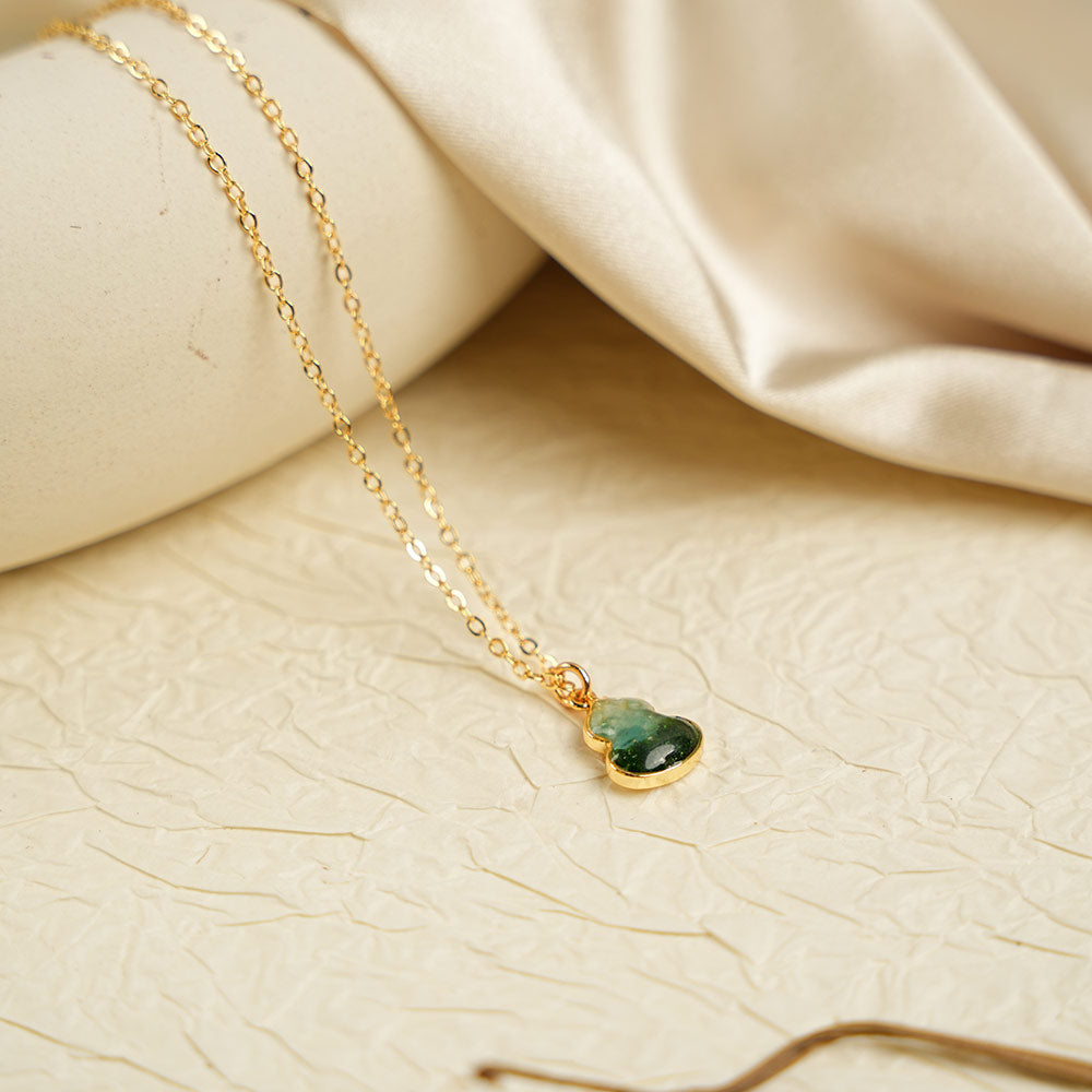 Color Stone Inlay Necklace – Gourd, Emerald Green