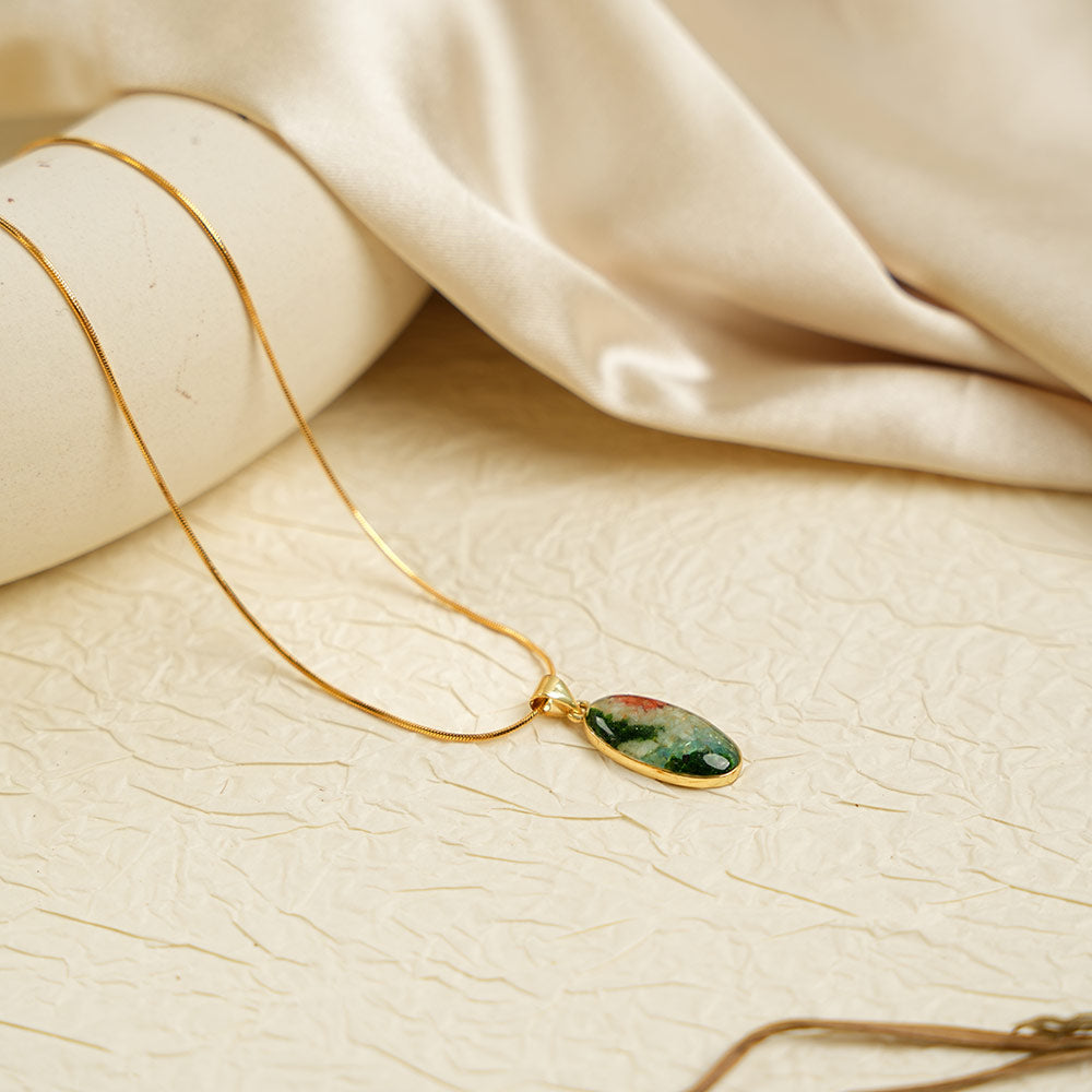 Color Stone Inlay Necklace – Jiangnan Color Oval