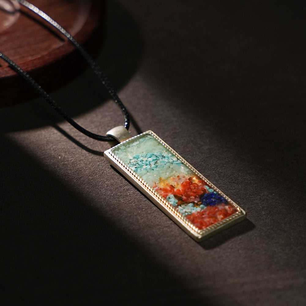 Color Stone Inlay Large Butterfly Necklace – Dunhuang Red