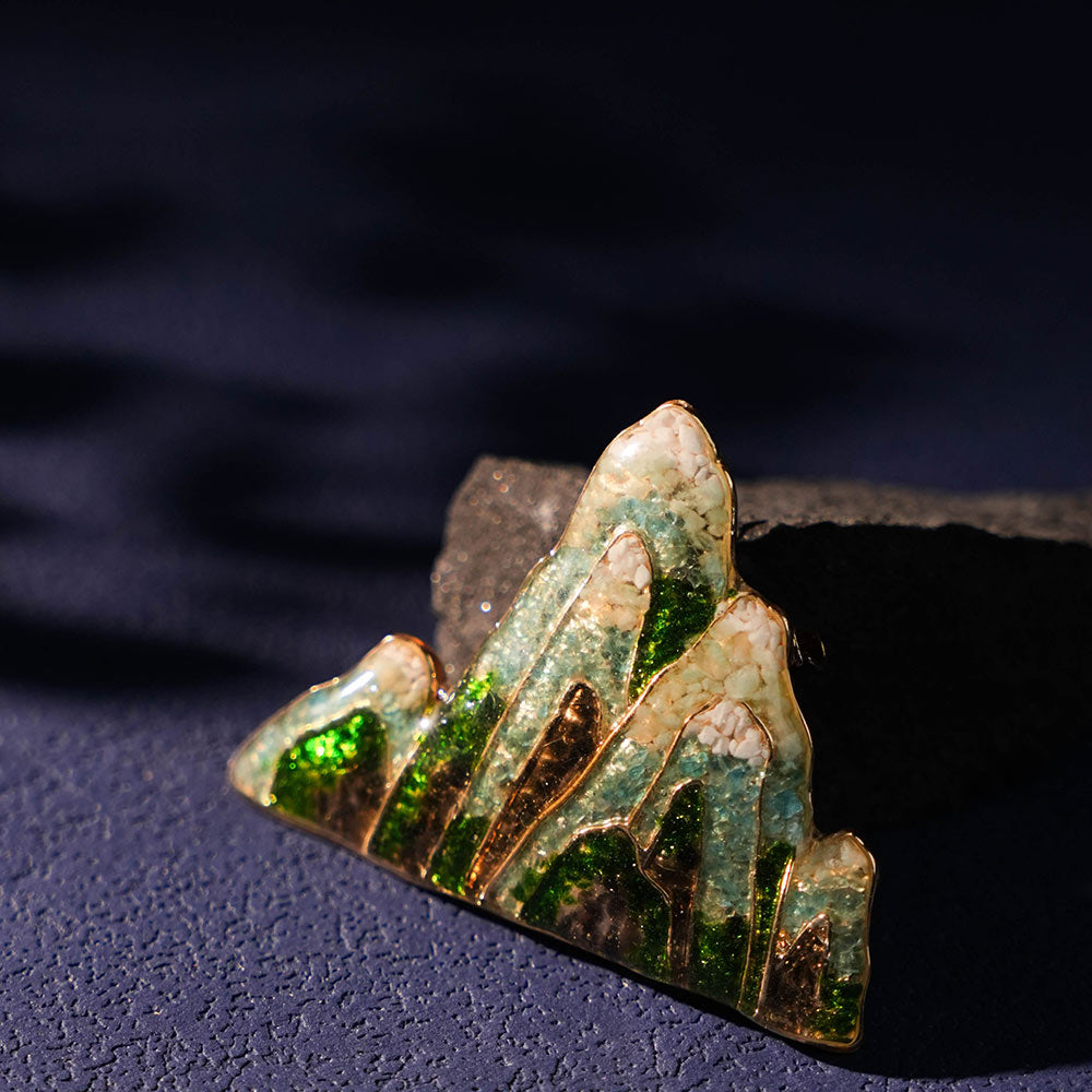 Jadeite Landscape Brooch, Style D