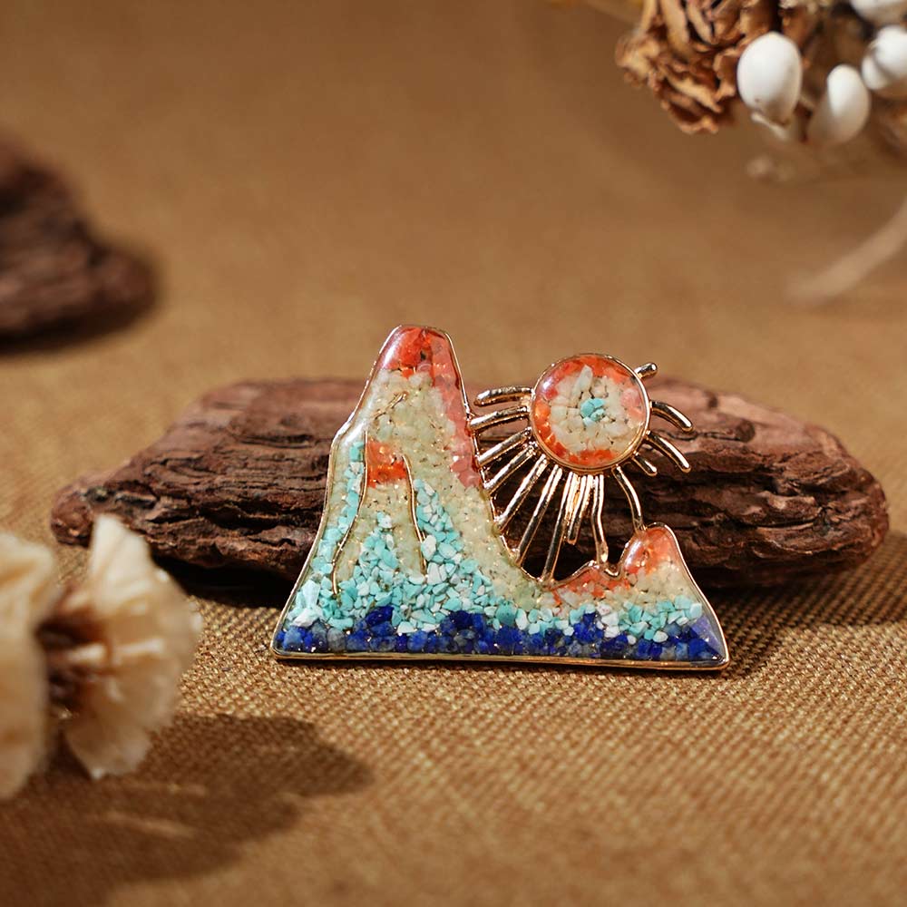 Dunhuang-Colored Rising Sun East Brooch
