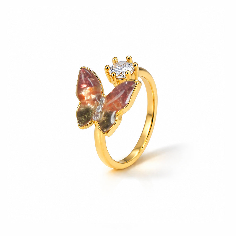 Color Stone Inlay Ring: Prosperous Series Butterfly Design B