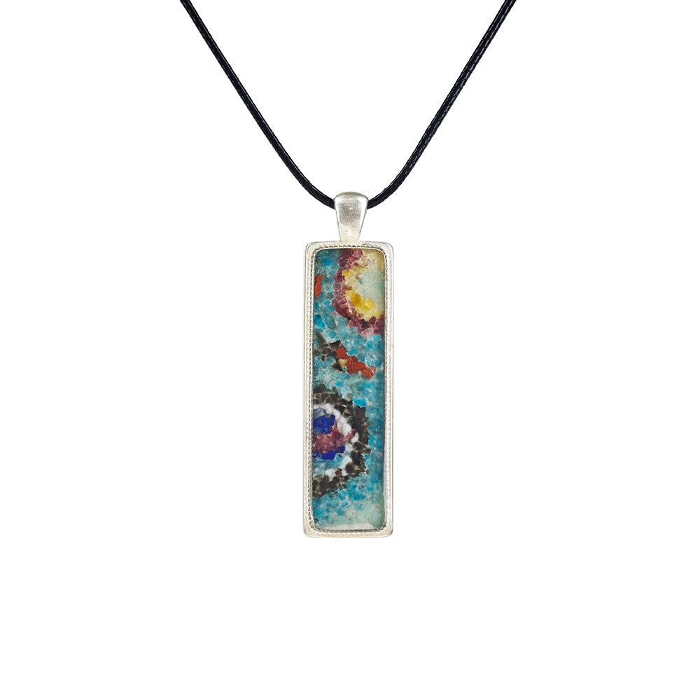 Color Stone Inlay Necklace – Rectangular, Blue & Purple Dunhuang
