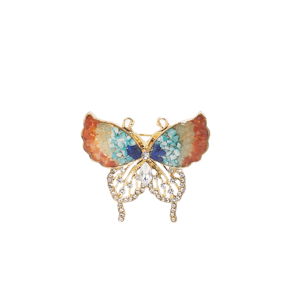 Dunhuang Style Stone Inlay Butterfly Brooch