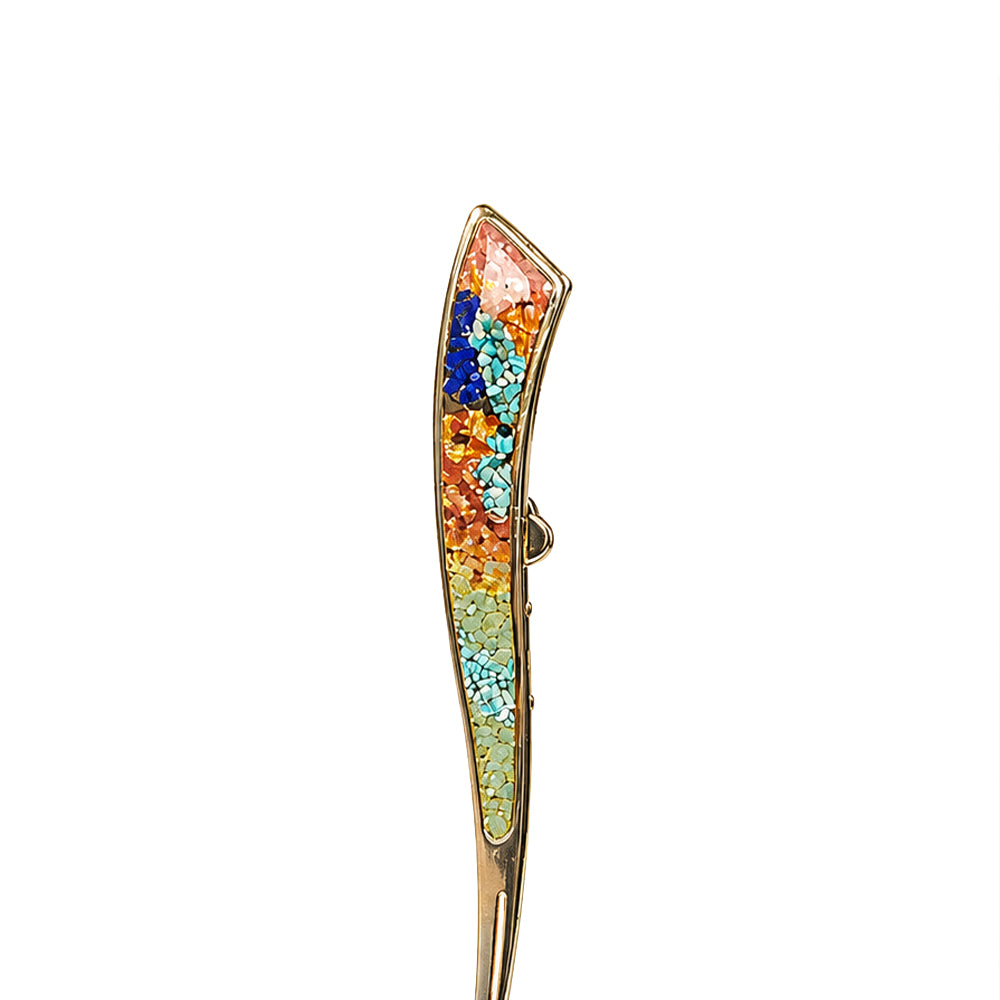 Double-Sided Pearl Landscape Hairpin, Dunhuang Red