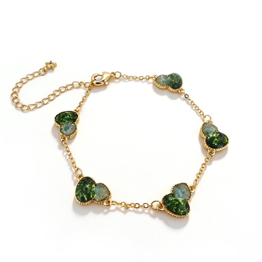 Color Stone Inlay Gourd Bracelet – Jade Green Series