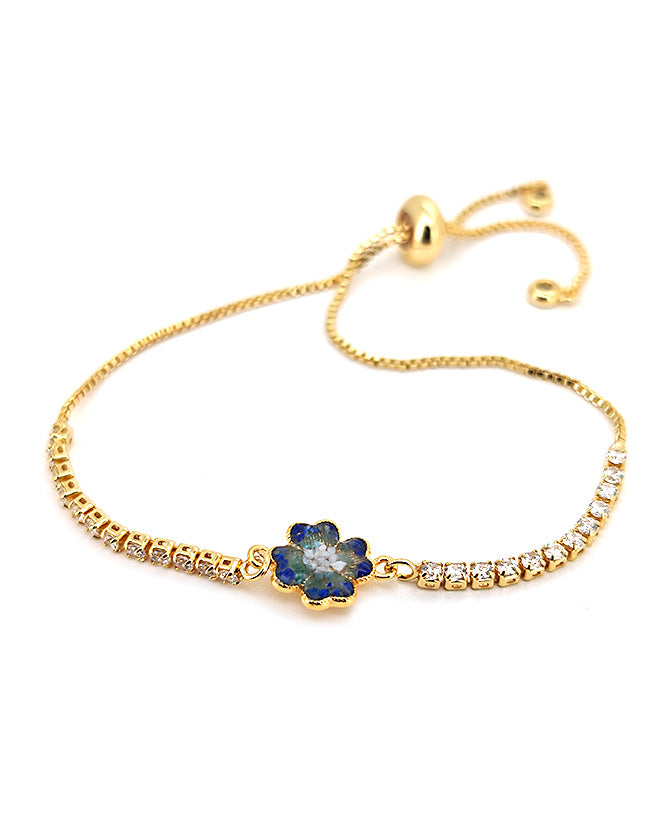 Color Stone Inlay Bracelet – Four-Leaf Clover C, Blue & White Series