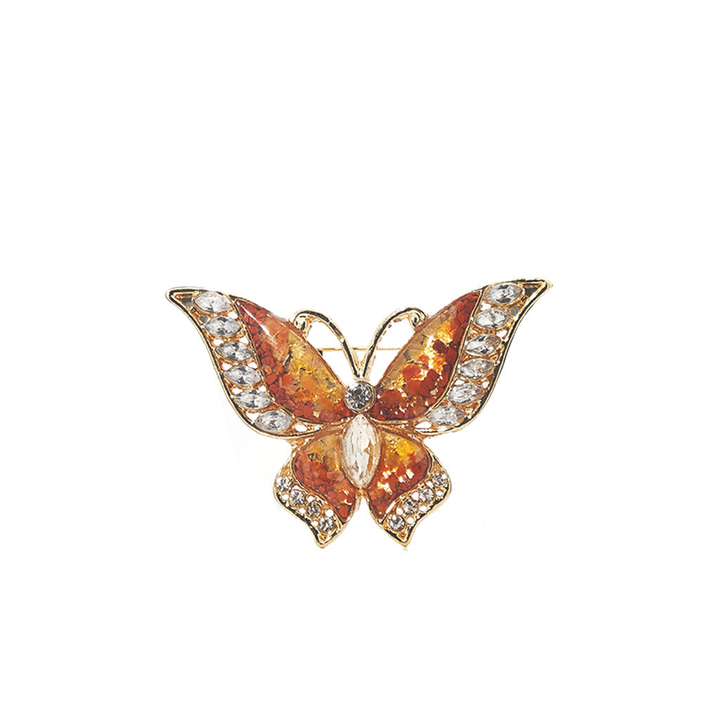 Exquisite Red Stone Inlay Flying Butterfly Brooch