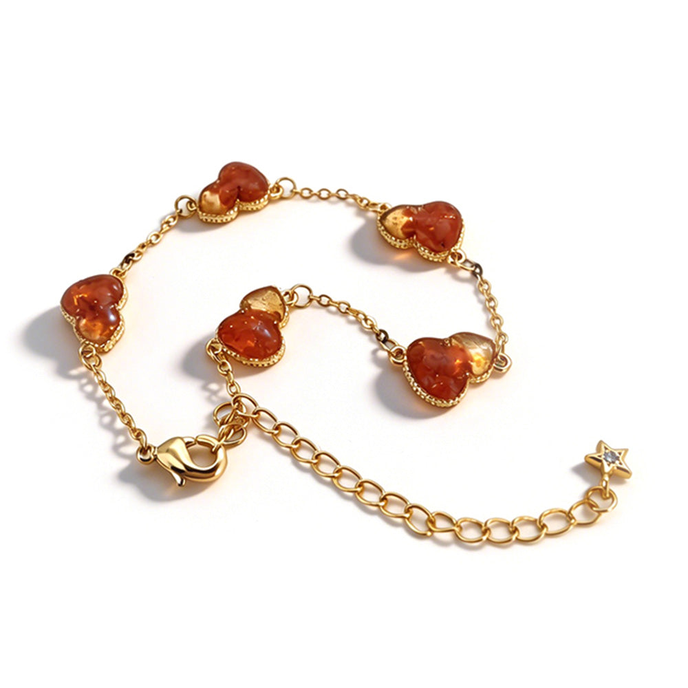 Color Stone Inlay Gourd Bracelet – Prosperous Red Series