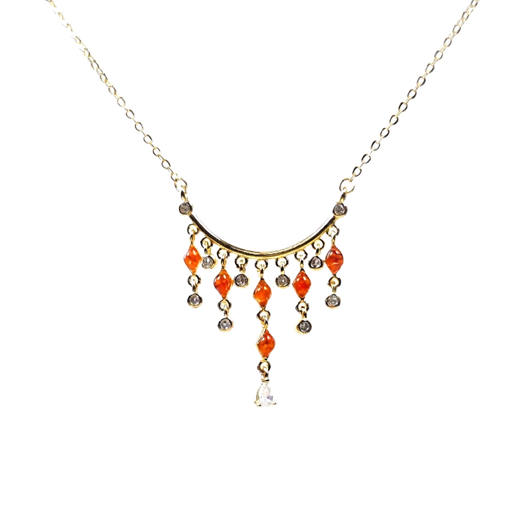 Color Stone Inlay Diamond Yingluo Necklace – Red & Prosperous Series