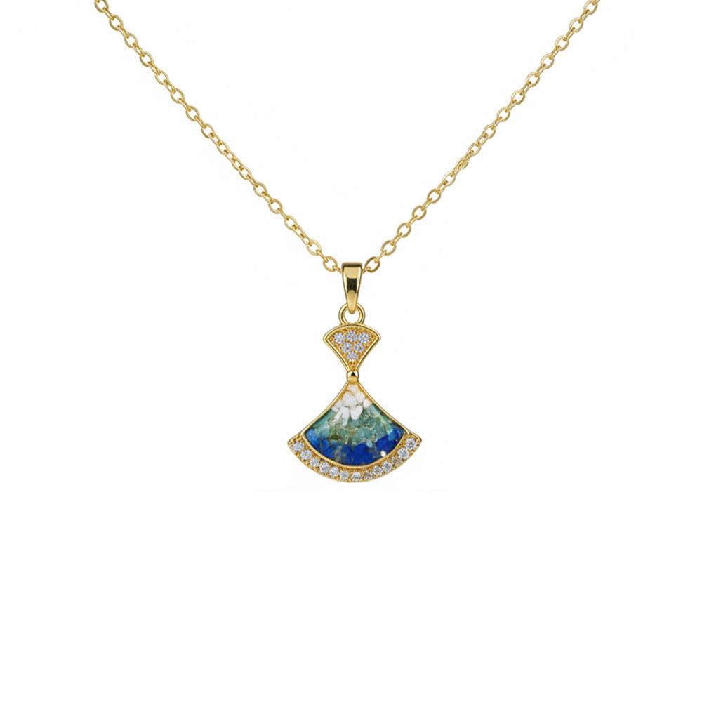 Color Stone Inlay Necklace – Bell B, Blue & White Style
