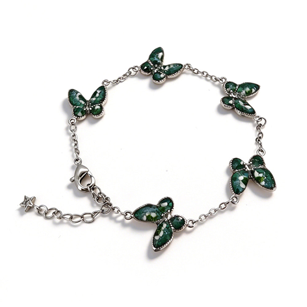 Color Stone Inlay Butterfly Bracelet – Jade Green Series