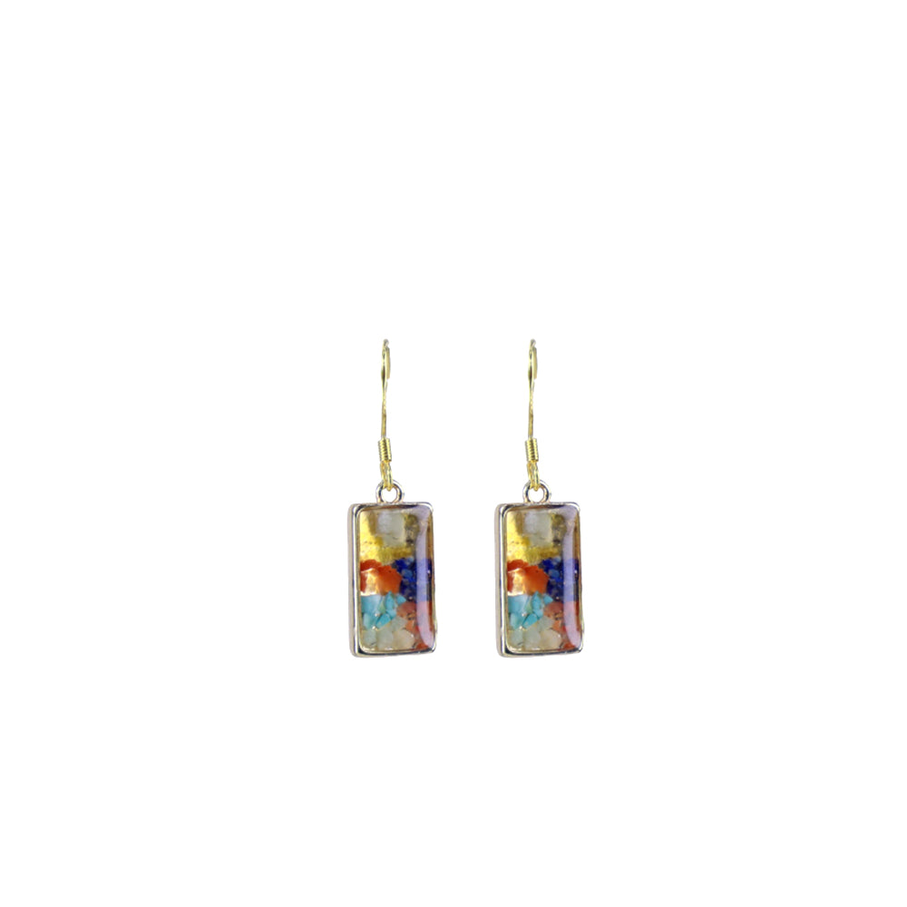 Color Stone Inlay Rectangular Hook Earrings – Dunhuang Color Series