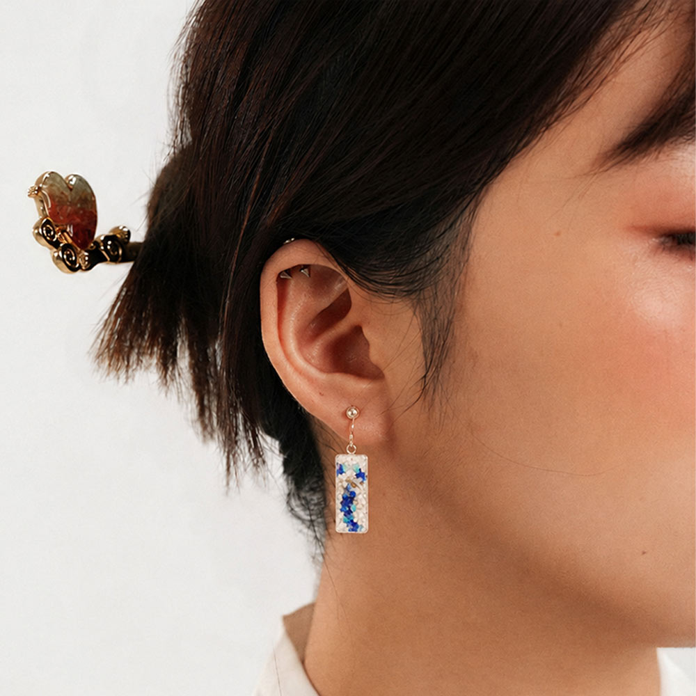 Color Stone Inlay Earrings: Beauty Bodhisattva Series, Dunhuang Style