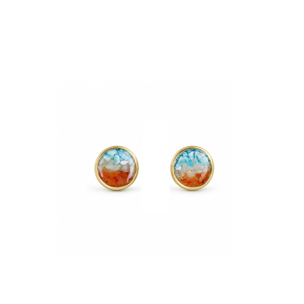 Colorful Stone Inlaid Earrings, Dunhuang Series Mini Round Bean