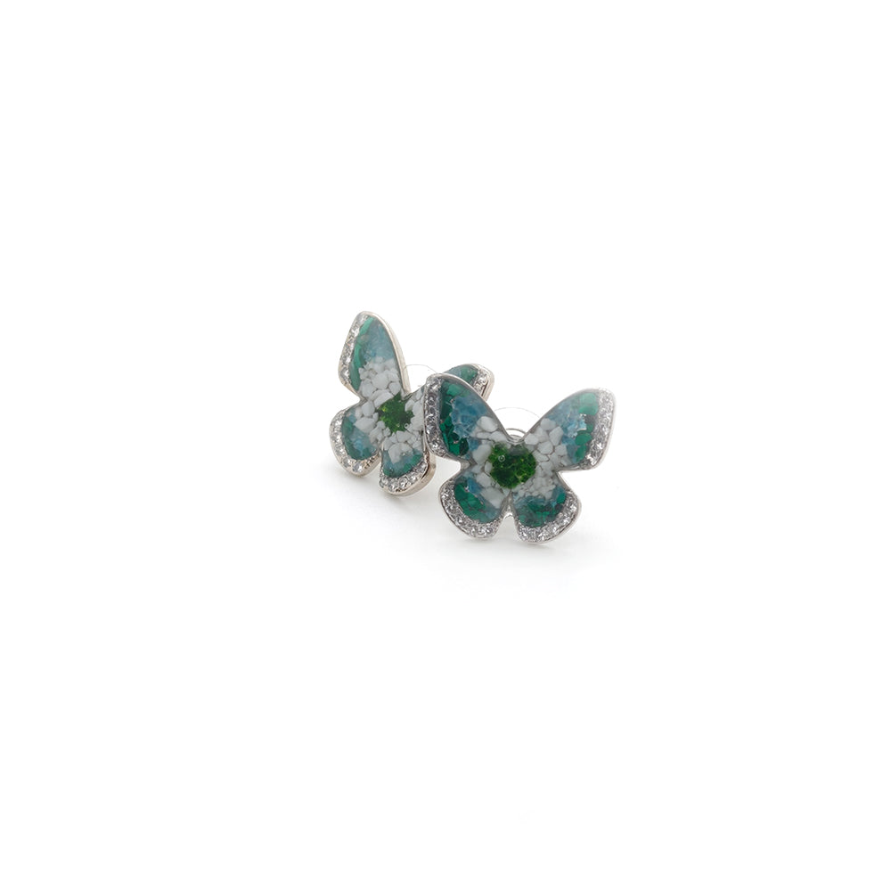 Emerald Butterfly Studs with Diamond - 15MM