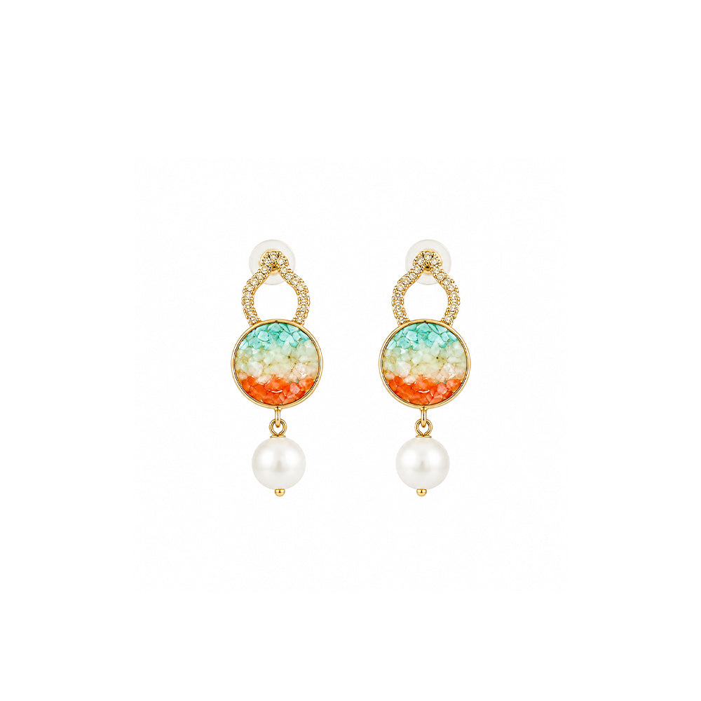 Dunhuang Red Gourd Stone Inlay Earrings