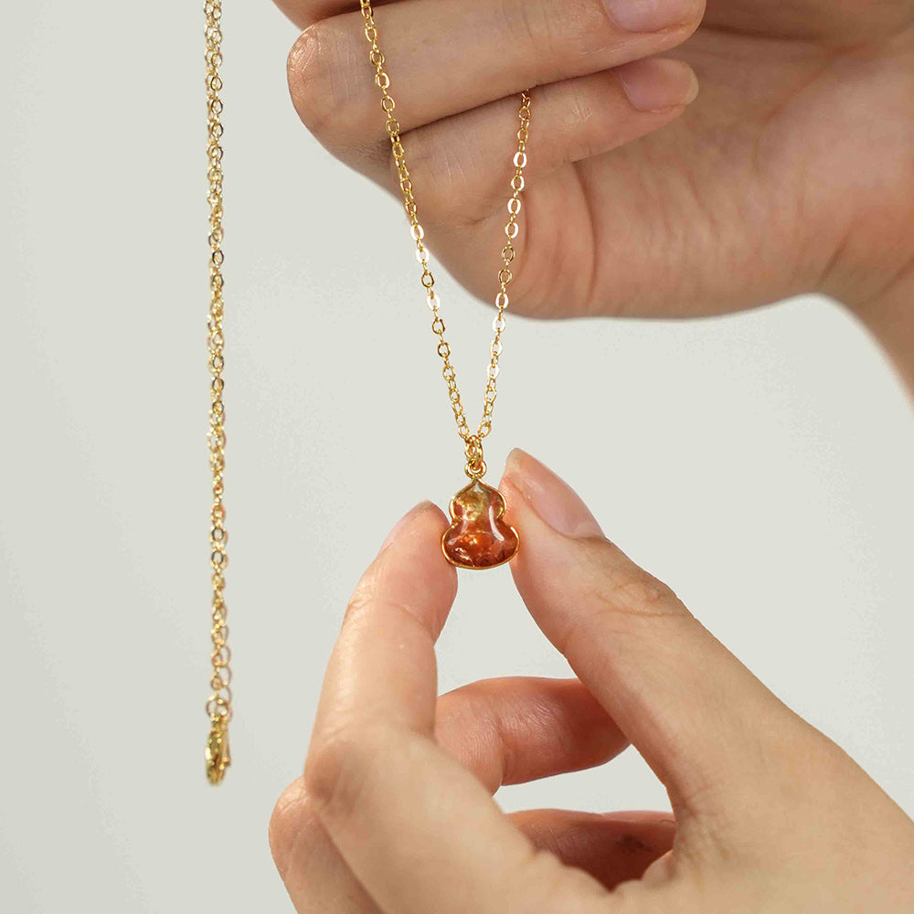 Color Stone Inlay Necklace – Gourd, Prosperous Red