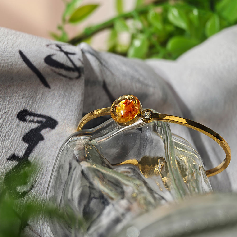 Color Stone Inlay Bracelet: Red Hot Collection - Round Bead Style