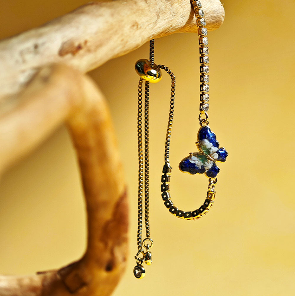 Color Stone Inlay Butterfly Bracelet – B Variant, Blue & White Series