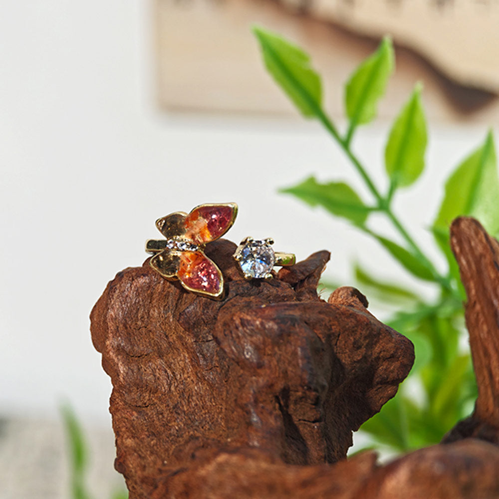 Color Stone Inlay Ring: Prosperous Series Butterfly Design B