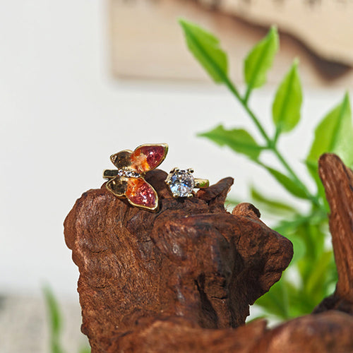 Color Stone Inlay Ring: Prosperous Series Butterfly Design B