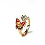 Color Stone Inlay Ring: Prosperous Series Butterfly Design B