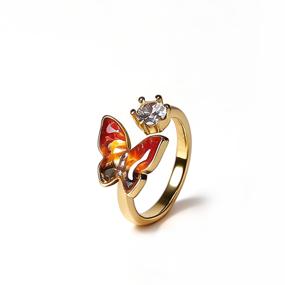 Color Stone Inlay Ring: Prosperous Series Butterfly Design B