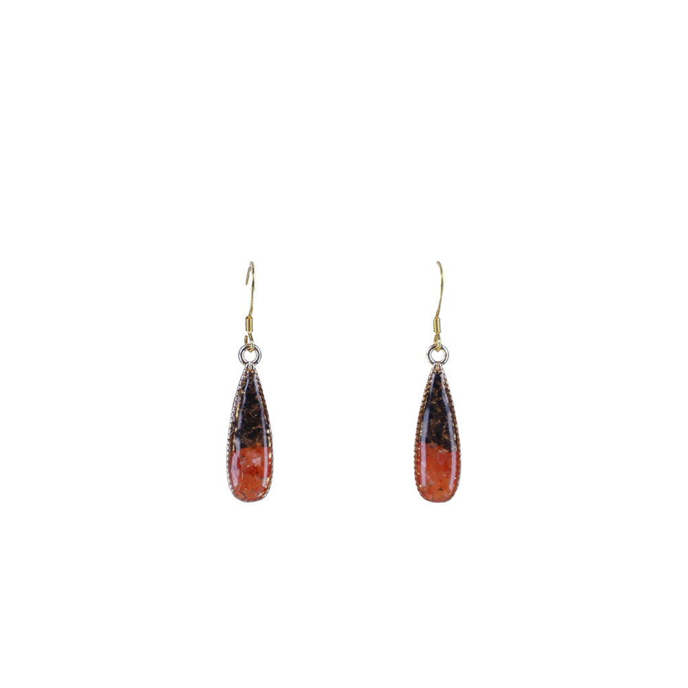 Colorful Stone Inlaid Earrings, Sky Crimson Drop