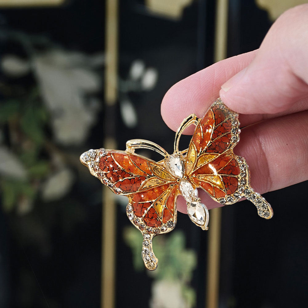 Exquisite Red Stone Inlay Butterfly Brooch