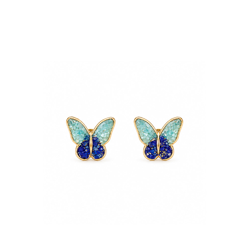 Color Stone Inlay Earrings – Lapis Small Butterfly