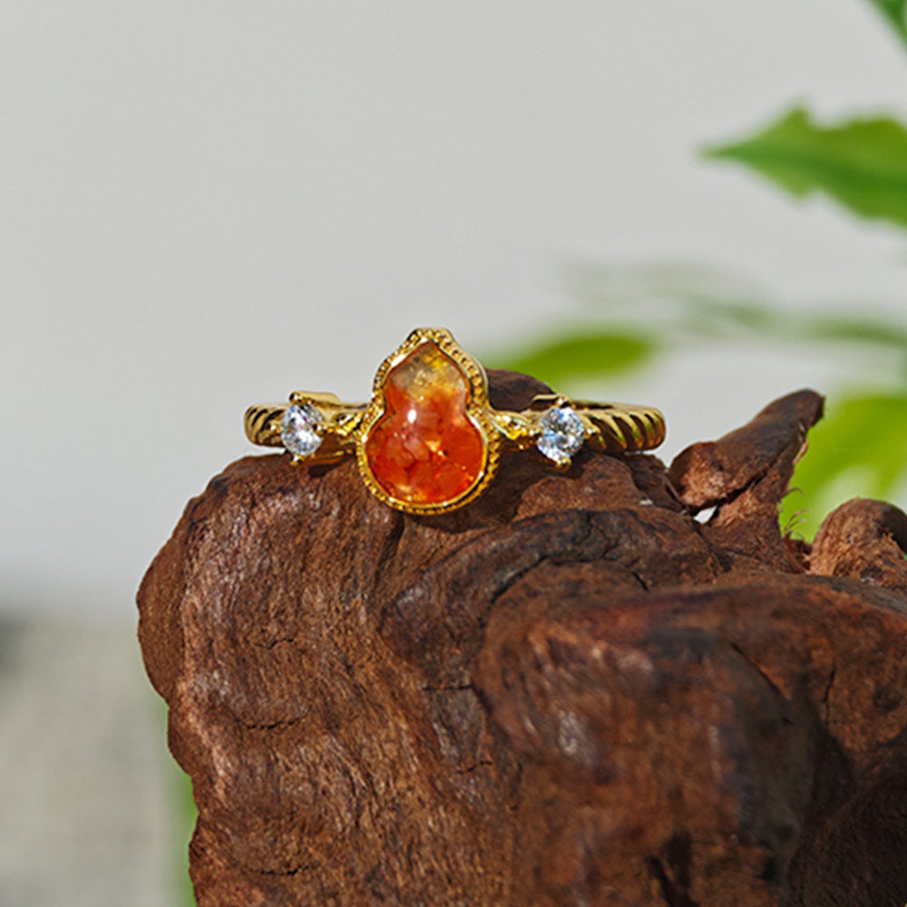 Color Stone Inlay Ring – Prosperous Red Gourd