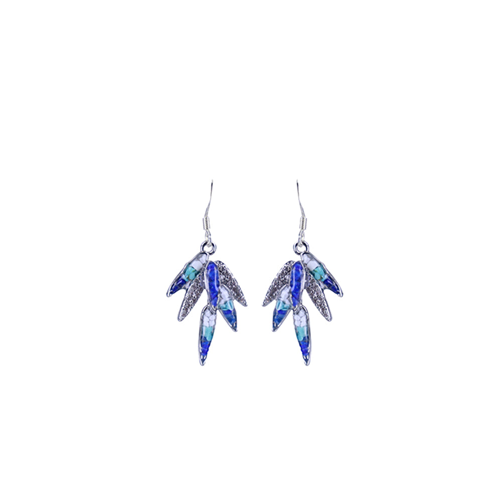 Bamboo Leaf Style Blue-and-white Series Ear Hooks