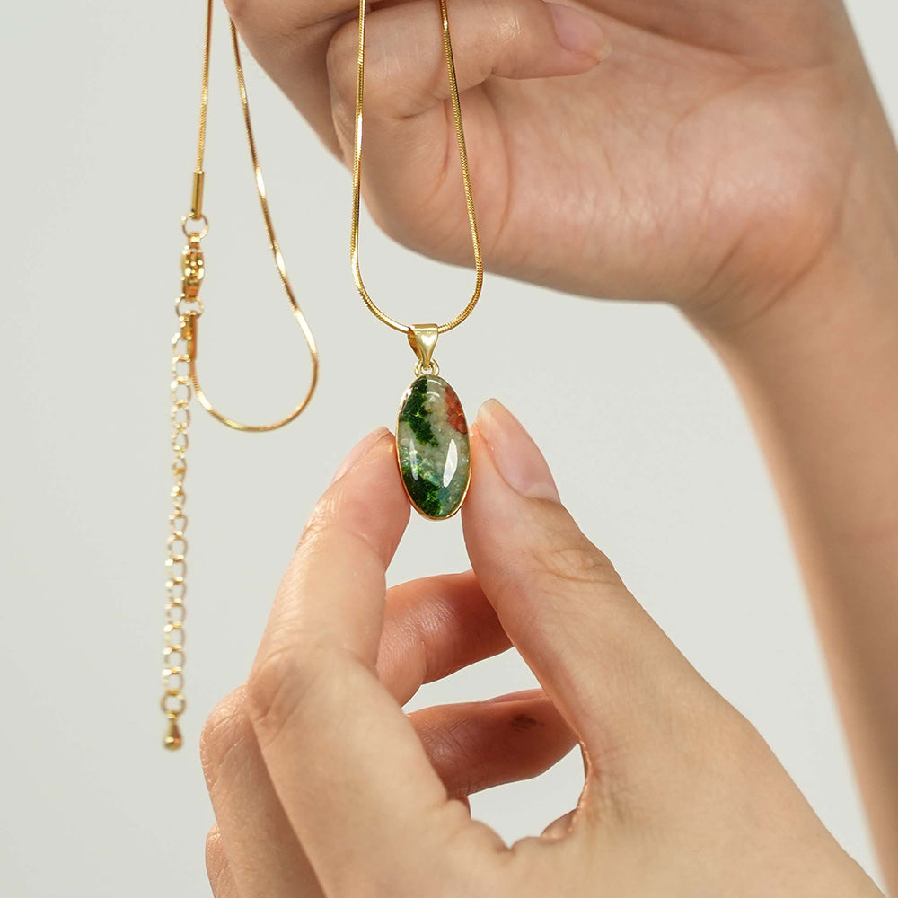 Color Stone Inlay Necklace – Jiangnan Color Oval